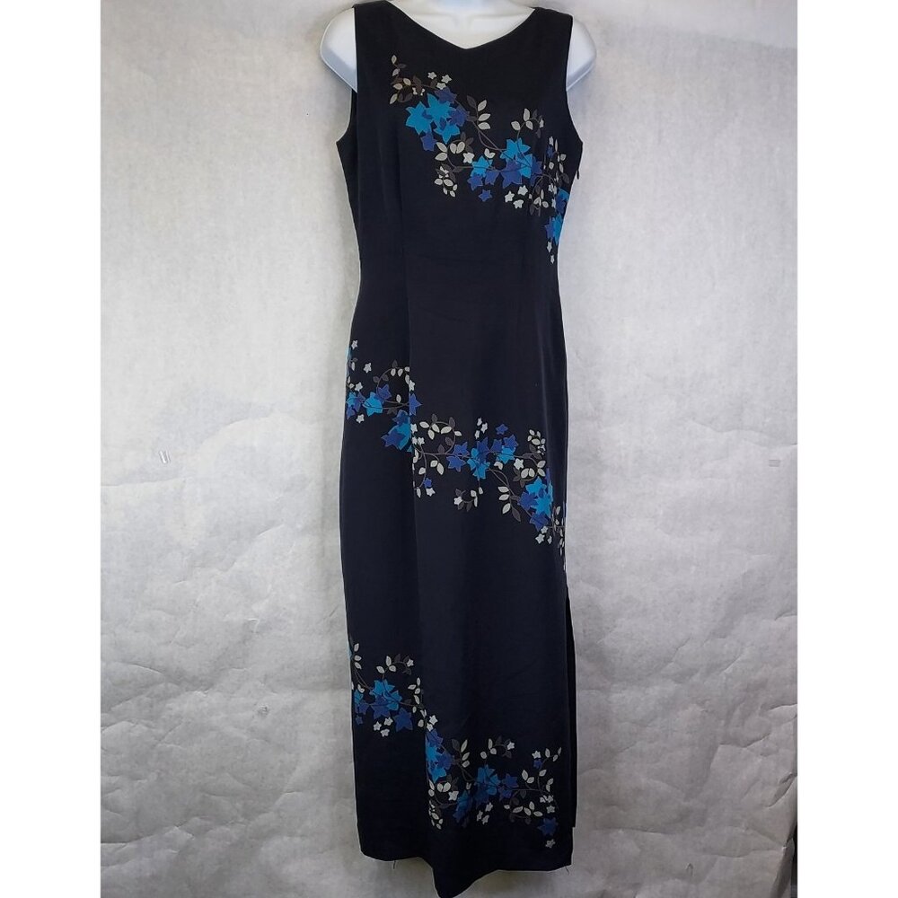 Vintage Silk Maxi Dress Women's 10 Floral Print Country Casuals 90s Artsy Boho
